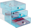 iDesign 3-Drawer Vanity Organizer, Aqua, 6.5" x 6.5" x 6.5" | BPA-Free Plastic by iDesign