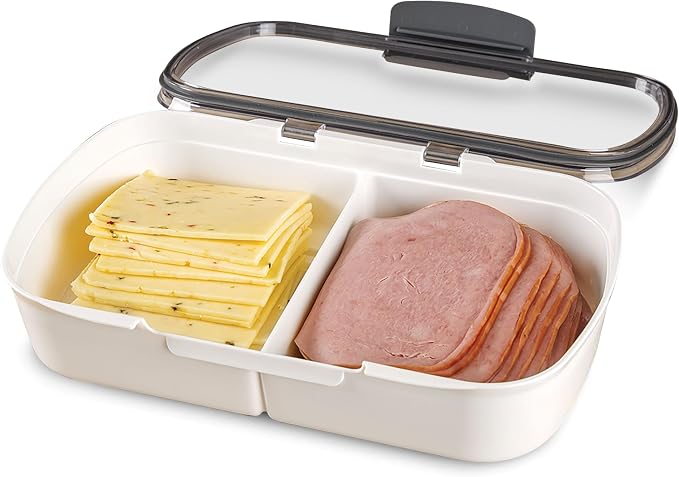 ProKeeper Split Deli Food Storage Container with Air-Tight Silicone Seal and Dry Erase Compatible Lid, 11.75 by ProgressiveInternational