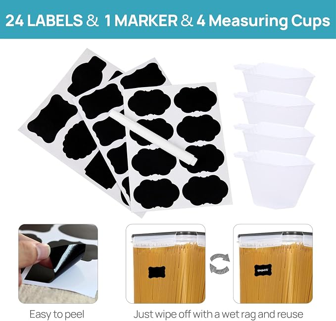 Vtopmart 10 PCS Flour and Sugar Storage Container, Include 3 Sizes | For Bulk Flour and Sugar Storage, Airtight Seal, Multiple Sizes, BPA Free, Food Grade Material, Dishwasher Safe (Not Lids) - Image 5
