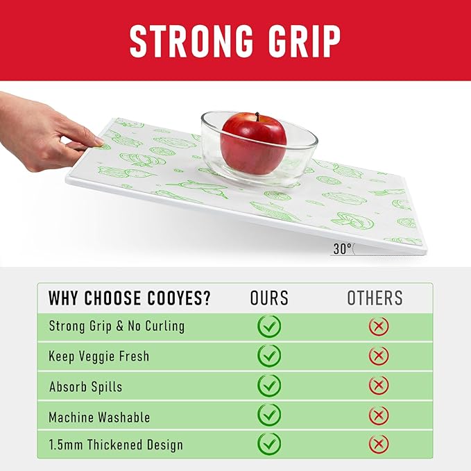 Cooyes Refrigerator Liners 17.7" x 24", Absorbent Strong Grip Fridge Mats Washable, Fridge Shelf Paper for Kitchen Cabinets, Non-Adhesive Refrigerator bin Liners for Shelves - Image 8
