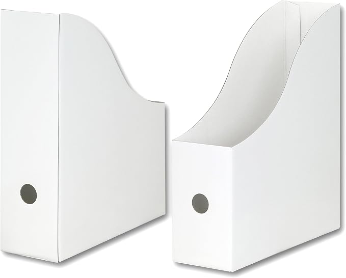 Simple Houseware 6-Pack Magazine File Holder Box, Foldable Cardboard Organizer, White | Foldable Box Organizer with Label Slot - Image 3