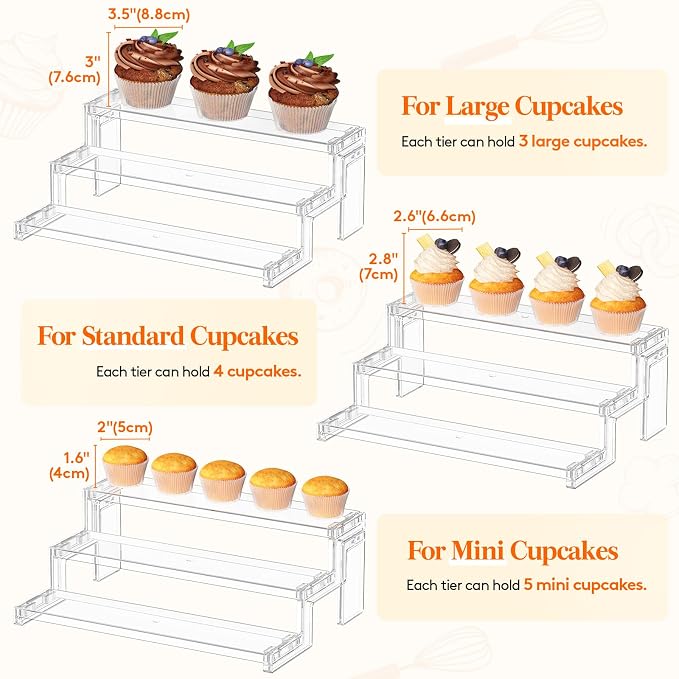 Lifewit 12″ Spice Rack, Perfume Cologne Stand,Tool-Free Assembly, 1 Pcs | 3-Tier Clear Display Riser Shelf, Cupcake Stand, Seasoning Figurine Makeup Holder, Room Decor, Kitchen Cabinet Storage - Image 4