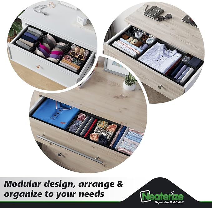 Drawer Organizer Clothes Set of 12 Black - Dresser Organizer For Nursery, Bedroom, Closet - The Perfect Baby Clothes Organizer and Storage & General Nursery Organization or Dresser Drawer Organizers - Image 8