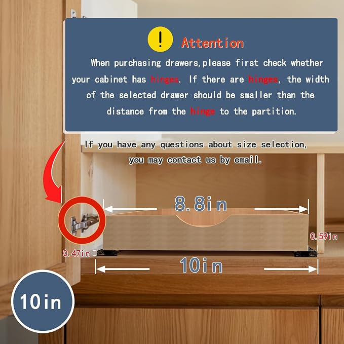 Pull Out Cabinet Drawers - 9x2 Size Options (10-29'W,18-21'D), Pre-Assembled with Soft Close Slides, Solid Beechwood, Easy Installation(10'W x 21'D) - Image 6