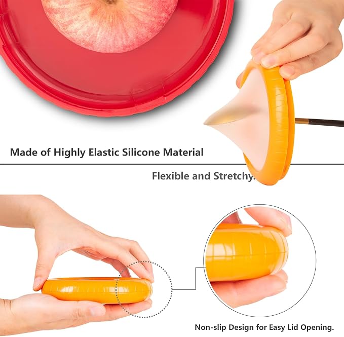 Avocado Saver & Onion Storage, 4Pcs Silicone Fresh Produce Holder | Keep avocados fresh! 4Pcs silicone holder for tomato, lemons, garlic & produce. Ideal fridge fruit vegetable containers. - Image 6