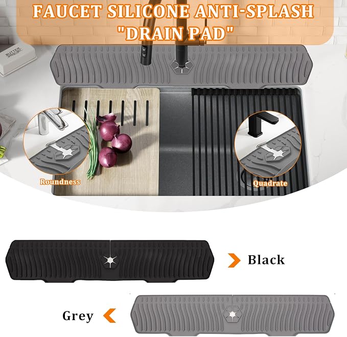 30 Inch Sink Splash Guard,Longer Silicone Sink Mat for Kitchen Bathroom,Kitchen Faucet,Silicone Sink Faucet Mat Splash Guard, Drip Protector Splash Countertop (Grey) - Image 6