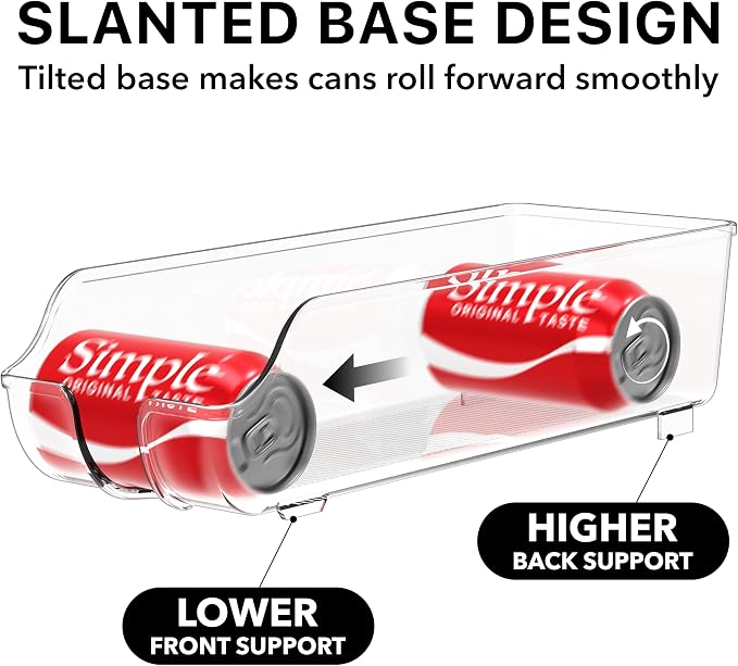 Simple Houseware Soda Can Organizer Dispenser Refrigerator/Pantry, Set of 6 | Clear - Image 5