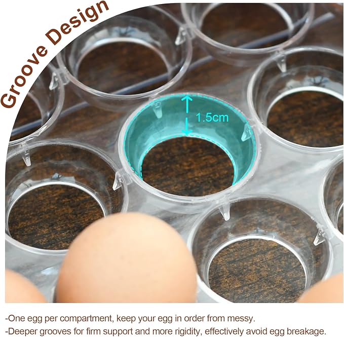 2 Tier Egg Holder for Refrigerator, 40 Eggs Clear Drawer Organizer | Clear Stackable Holder Tray with Drawer for Fridge, Storage Container with Handles for Refrigerator, Countertop, Kitchen - Image 3