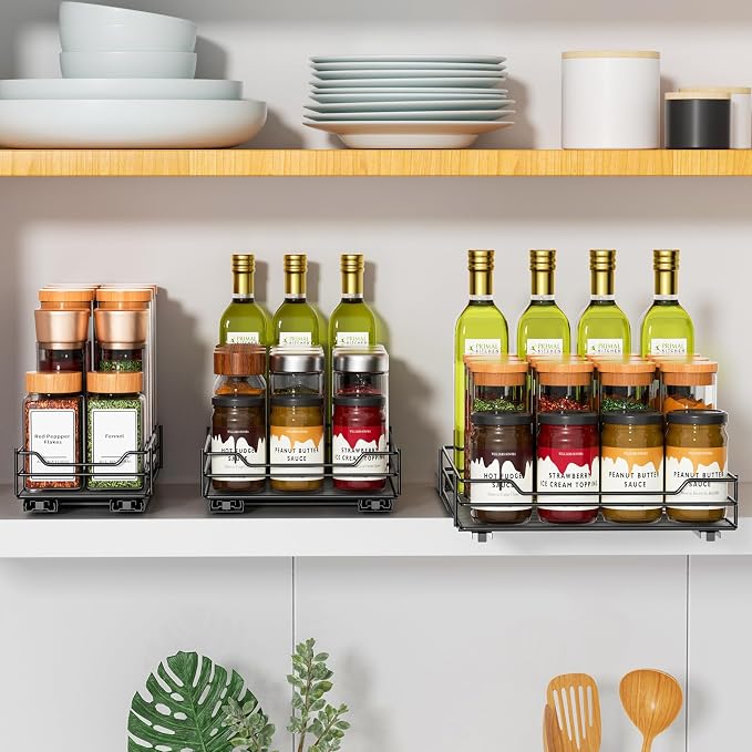RCHYFEED Pull Out Spice Rack Organizer for Cabinet,6.5" Wx10.5 Dx2.5 H | Metal,Heavy Duty Slide Out Spice Rack,Ideal for Kitchen & Pantry Storage of Spices & Sauces - Image 4