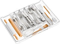 Large Clear Expandable Silverware Drawer Organizer for Kitchen,BPA FREE Adjustable Utensil Drawer Organizer and Silverware Tray,Plastic Flatware Organizers,Cutlery,Knife,Fork and Spoon Holder by Yieach