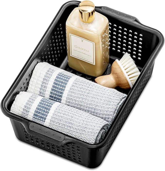 madesmart Classic Large Storage Basket with Soft Handle, Granite | non slip feet, rounded corners, side handles, easy carry, soft grip bottom, general storage, woman owned - Image 3