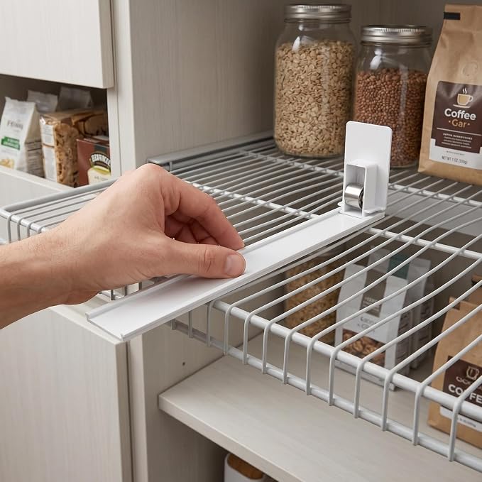 Homoyoyo Automatic Shelf Pusher for Supermarket and Convenience Store Adjustable Beverage Organizer with Integrated Rail Design 4-Pack Easy Installation Drink Display Pushers 8.26X2.95X1.57In - Image 5