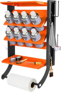 Sidasu Spray Can Holder, 2-Tier Spray Paint Organizer With Paper Towel Rod | 8-Can Capacity, Wall-Mounted, Heavy Duty, Powder-Coated Finish, Storage Rack For Garages and Workshops by Sidasu