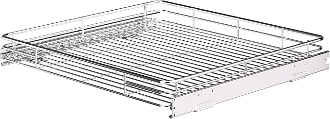 Pull Out Cabinet Organizer 24" W x 21" D, Chrome-Plated Steel | Slide Out Kitchen Shelves, Heavy-Gauge Wire Storage Drawer, Ball-Bearing Glides, 100 Lb Capacity, Min 25" Cabinet Opening by JOWBOOW