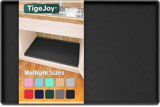 TigeJoy Under Sink Mats for Kitchen Waterproof 28" x 22", Cabinet Liner | Leak-Proof Silicone Mat Sink Protector, Kitchen Essentials Organizer and Storage,Boot or Shoe Tray, Pet Feeding Mat by TigeJoy