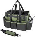 SCAVATA Wearable Cleaning Caddy Organizer with Handle & Shoulder Straps for Housekeepers, Under Sink & Car Cleaning Tool Organizer Bag with 4 Foldable Dividers (Green) by Tidyyourlife