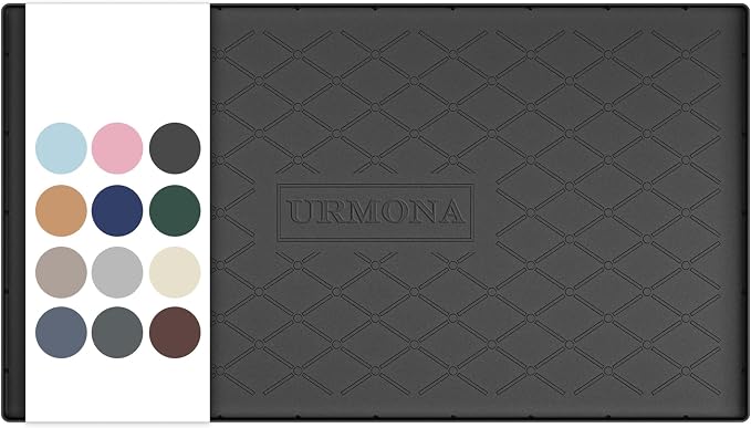 URMONA 40" x 22" Waterproof Silicone Mat in Multiple Sizes & Colors, Under Sink Mat for Kitchen & Bathroom, Pet Food Pad for Dogs & Cats, Kitchen Cabinet Liner, Multi-Purpose for Storage(Black) by URMONA