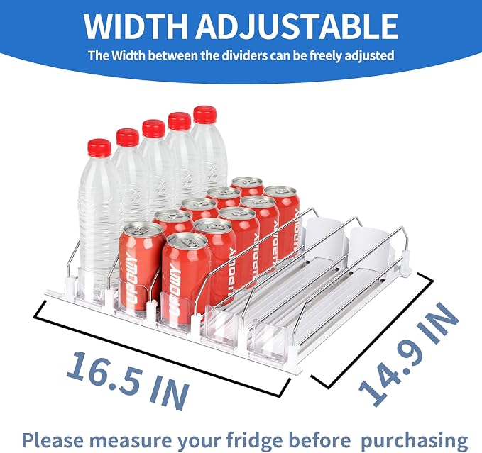 Drink Organizer for Fridge,Soda Can Organizer,Drink Dispenser for Fridge,Refrigerator Organizers and Storage Water Bottle Organizer,Holds up to 25 Cans,5 Row - Image 3