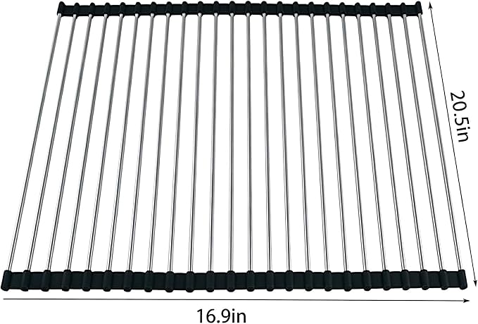 Ahyuan Roll up Dish Drying Rack Over The Sink Kitchen Roll up Sink Drying Rack Portable Dish Drainer Foldable Dish Drying Rack (Black, 20.5''X16.9'') - Image 6