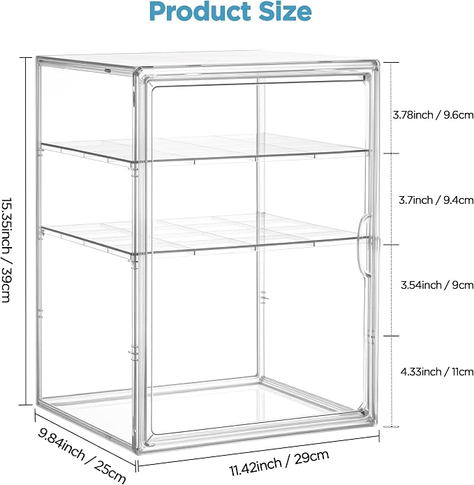 HBlife Baby Bottle Storage Organizer for Countertop Cabinet, 3 Tiers Adjustable Clear Acrylic Bottles Storage Station Case Box Container with 2 Removable Dividers and Magnetic Door, X-Large - Image 3