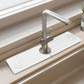 Jiozermi 15.8" Diatomite Faucet Mat for Kitchen Sink, White | Diatomite Stone Sink Tray, Faucet Sink Splash Guard, Absorbent Mat, For Kitchen Bathroom Faucet Sink, 15.8" x 3.9" by Jiozermi