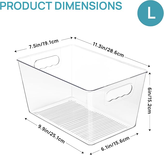 Vtopmart 12 Pack Clear Storage Bins, Pantry Storage Bins with Handle, Large - Image 2