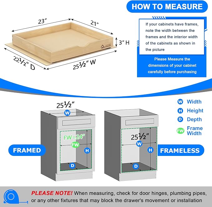 WelFurGeer Soft Close Pull Out Drawers for Cabinets, 23" W x 21" D Pull Out Cabinet Drawer with Heavy Duty Slides, Pull Out Cabinet Organizer, Cabinet Pull Out Shelves, Pull-Out Home Organizers - Image 5