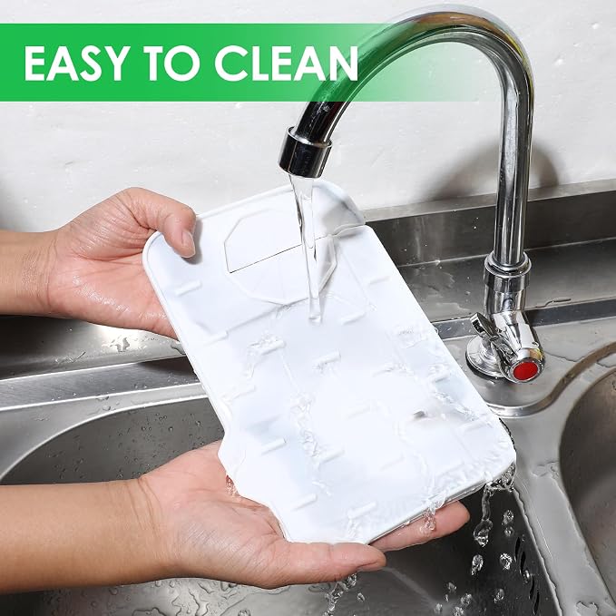 Dimeho Sink Faucet Splash Guard Mat Silicone Soap Dish Pad Faucet Handle Drip Catch Sponge Holder Sink Protector Trays for Bathroom Kitchen Countertop Gadgets Accessories 8.3 x 5.7 Inch (Marble) - Image 5