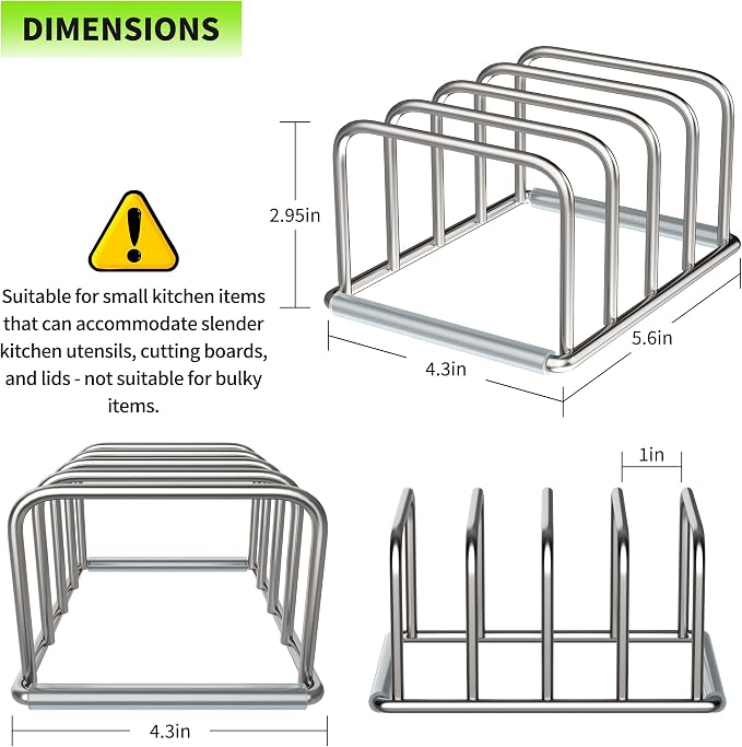 Cutting Board Organizer, 304 Stainless Steel Chopping Board Holder & Pot Pan Lid Rack, Kitchen Shelf Organizer for Bakeware, Cookie Sheets & Trays - Image 3