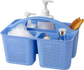 Plastic Portable Shower Caddy Basket with Handle, 3 Compartments, Dark Blue | Storage Organizer with Drain Holes, Sturdy and Durable For Bathroom, Kitchen, College Dorm, Sink, Camping by UUJOLY
