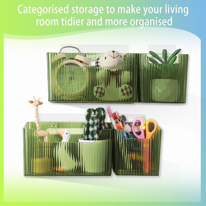 SiliFine 8 Pcs Cabinet Door Organizer Bin Wall Mount Organizer,3.94'',Green - Image 4