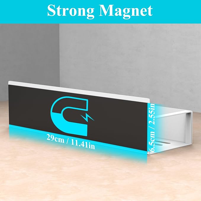 2 Pack Magnetic Spice Storage Rack Organizer for Refrigerator and Oven, White Fridge Organizers and Storage | Magnetic Shelves Heavy Duty for Fridge in Kitchen, Seasoning Storage Organizer, For Oven Washer and Dryer, For Heavier Items - Image 3
