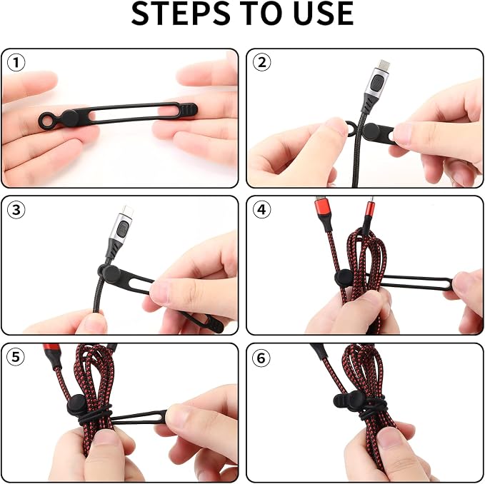 [20Park]UMUST Silicone Cable Ties, Reusable Cable Management Organizer,Cable Straps,Cord Ties,Multipurpose Elastic Cord Organizer for Bundling and Fastening Cable Cords Wires(white) | Reusable Cord Ties, Cable Strap Tie for Bundling Electronics Wire,Ho... - Image 2