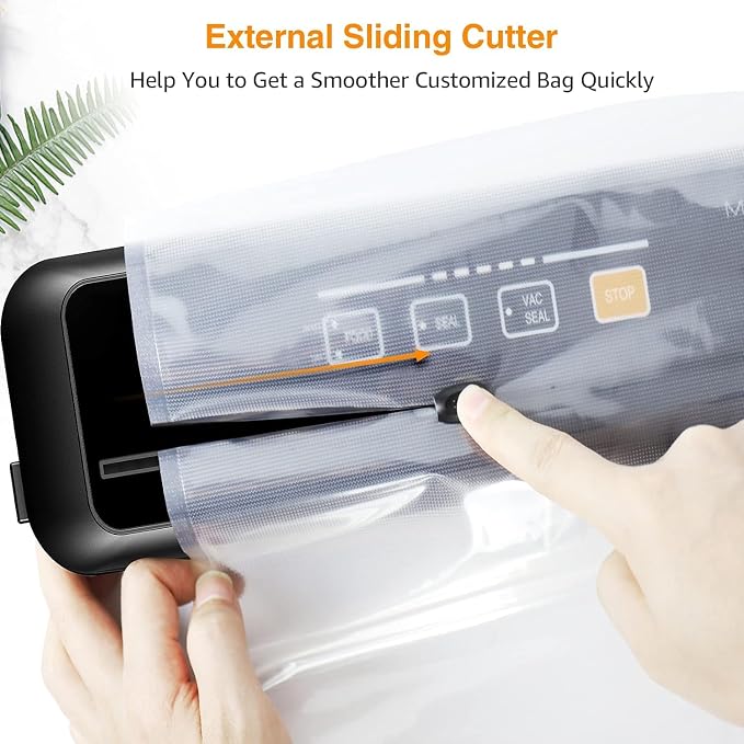MEGAWISE Vacuum Sealer Machine, Portable Strong Suction Power Food Sealer, Bags and Cutter included with External Vacuum Function, Freshness Saver（Silver) - Image 6