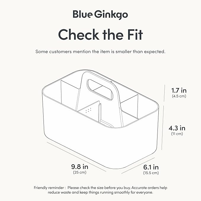 BLUE GINKGO Stackable Organizer Caddy, Rectangle, White, Made in Korea | Portable. Adjustable. Home, Office & School Storage. - Image 3