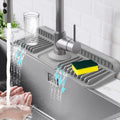 14.6-Inch Kitchen Sink Splash Guard Mat | 7° Slope for Fast Self-Draining | Snap-Lock Design | Universal & Cuttable Silicone Faucet Mat GRAY by Hugro+Tarfive