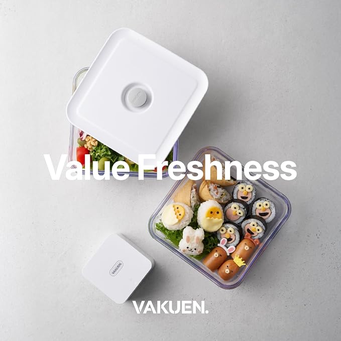 VAKUEN Premium Airtight Food Storage Containers, Mini Square 2pc/set(0.85qt), Smart One-Click Seal Lid, No Hinges, 100% Leak Proof, BPA-FREE, Dishwasher, Freezer & Microwave Safe - Image 7