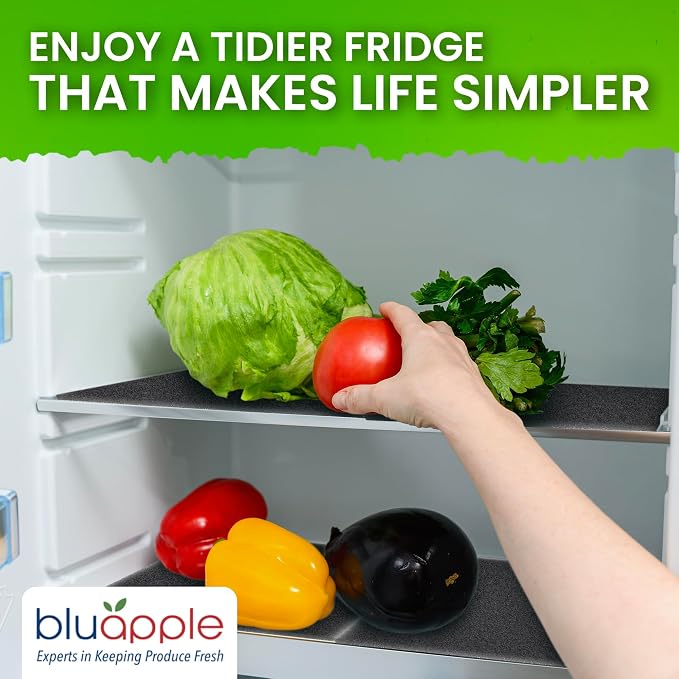 Bluapple FreshMats, Refrigerator Bin Liner, Fridge Drawer Mats, Crisper Life Extender Liner Keeps Produce Fresh Longer, Anti-Bruising, Helps Air Circulation, Washable & Reusable (4-Mats, 12x15, Gray) - Image 6