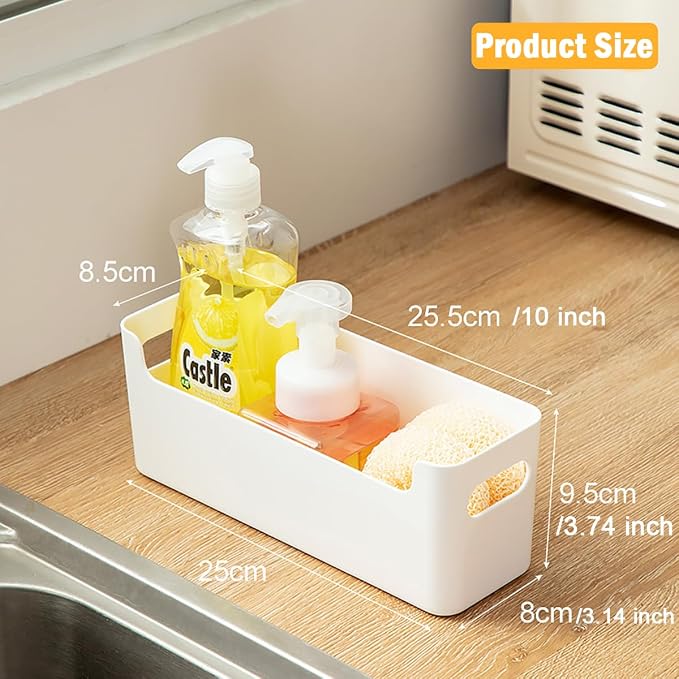 2 Pack Cabinet Organizer Storage, Adhesive Over Cabinet Door Organizer, No Drilling Space Saver Plastic Storage Containers Multi-Use for Kitchen Bathroom Office Bedroom, Translucent - Image 3
