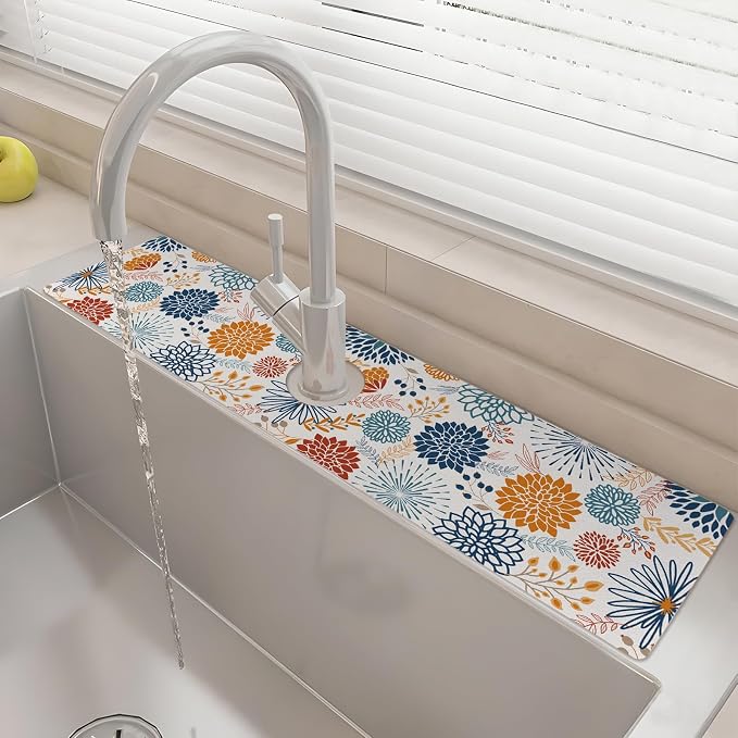 24" X 5.5" Kitchen Sink Splash Guard Faucet Mat Mandala Super Absorbent Fast Drying Faucet Guard & Draining Mat Sink Splash Guard Behind Faucet for Kitchen, Bathroom by Unknown