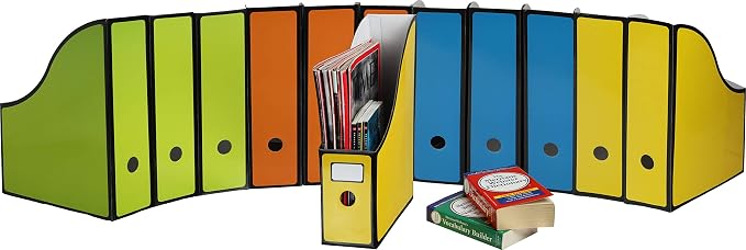 Simple Houseware 12-Pack Magazine File Holder Box, Foldable Cardboard Organizer with Label Slot, Multicolor | Foldable Box Organizer with Label Slot by SimpleHouseware