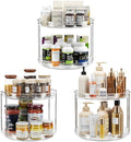 LAMU 3 Pack 2 Tier Lazy Susan Turntable Organizer 9.25'' Rotating Spice Rack Organization for Cabinet, Kitchen, Pantry, Countertop, Bathroom, Vanity, Medicine Cabinet Organizer, Clear by YourHome-OrganizationHelper