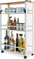 3-Tier Rolling Cart Slim - White Laundry Bathroom Kitchen | Steel Frame, Mesh Baskets, for Small Spaces, 110 lb Capacity, 4 Wheels 2 Lockable, Utility Storage Snack Coffee Craft by fusehome