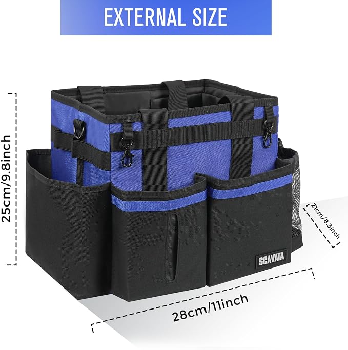 SCAVATA Compact Wearable Cleaning Caddy with Handle & Shoulder Straps | Small Cleaning Supplies Organizer, Under Sink & Car Cleaning Tools Storage Bag for Housekeepers Cleaners, Blue - Image 5