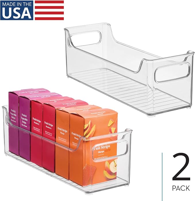 iDesign Stackable Plastic Pantry Bin with Handles, Set of 2, Clear | For Cabinets or Fridge, Made in USA - Image 2