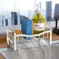 Stainless Steel Kitchen Sink Caddy Organizer with Auto Drain Tray, Sponge Holder for Countertop Storage Silver by Unknown