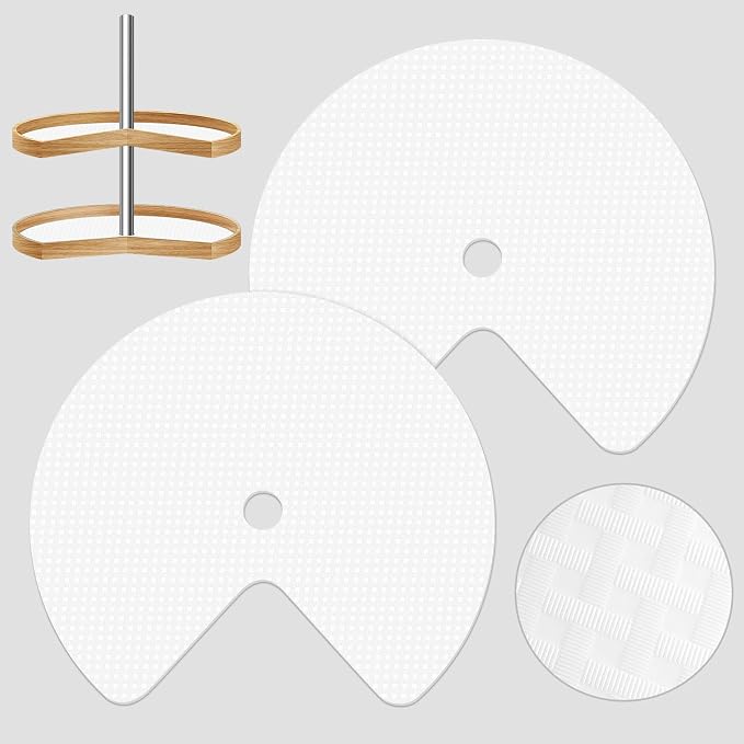 2 Pack 26In Lazy Susan Shelf Liner, Upgraded Composite Materials Circle Lazy Susan Liner for Kitchen Cabinets, Non Adhesive Liners Mats for Shelf Drawer Refrigerator Cupboard (2 Pack-White) by Lconvicely