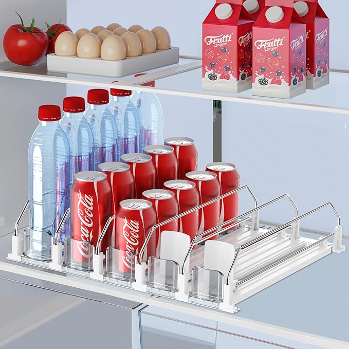 IBORING Drink Organizer for Fridge,Holds up to 25 Cans | Self Pushing Fridge Drink Organizer,Automatic Drink Dispenser for Fridge,Idea for fridge organizers and storage by IBORING