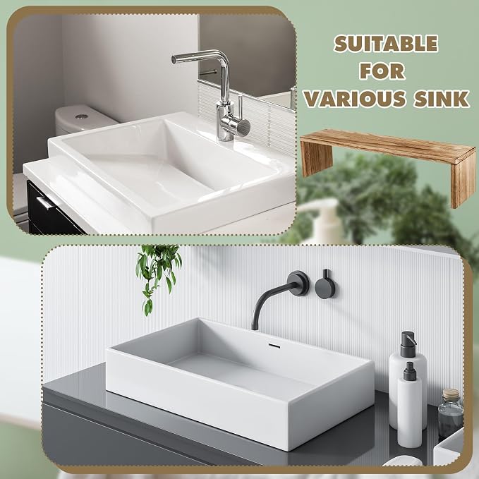 Over the Sink Shelf Bathroom Wood Pedestal Soap Stand Farmhouse Bathroom Decor Decorative Over The Sink Shelf for Kitchen(23.62 x 7.87 x 5.91 Inches,Brown) - Image 5