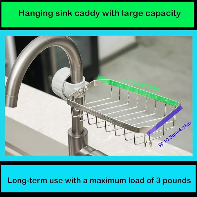 Kitchen Sink Sponge Holder over Faucet Caddy Organizer for Round Faucet - Image 9